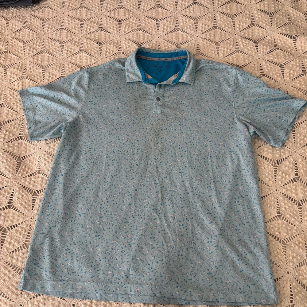 WALTER HAGEN BLUE PATTERN GOLF POLO